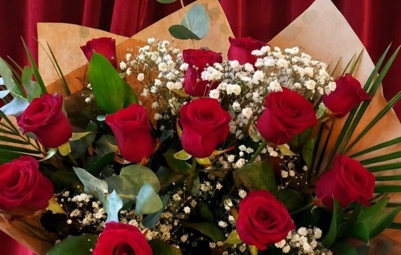 Naomi Red Rose and Gypsophelia Hand tied