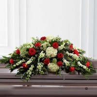 Mixed Casket Spray   Red and Green