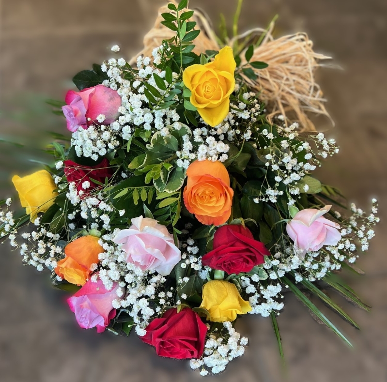 12 Mixed Rose tied sheaf