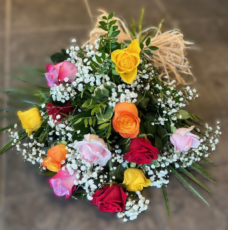12 Mixed Rose tied sheaf