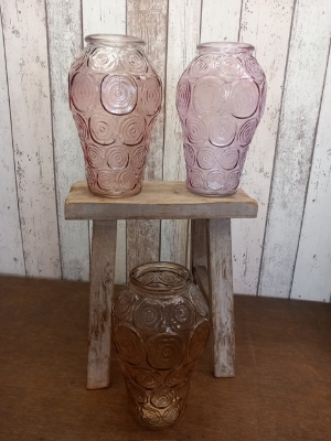 Pastel glass vases  Embossed design