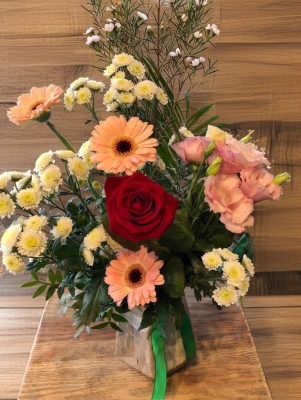 Pink, cream and red rose Vase