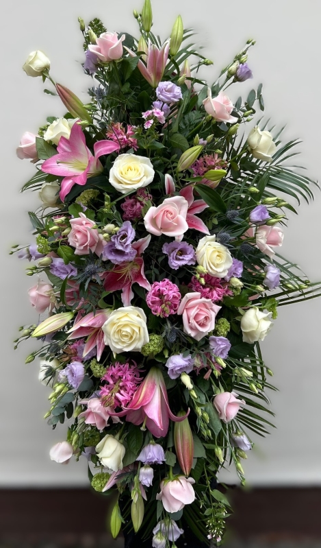 Rose, Lily and Eryngium Casket spray