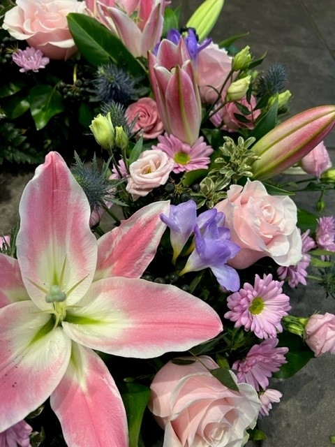 Rose and Lily wreath Pink and Lilac