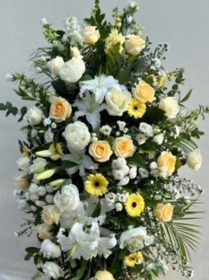 White and Yellow Casket Spray