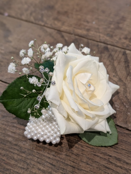 White rose corsage