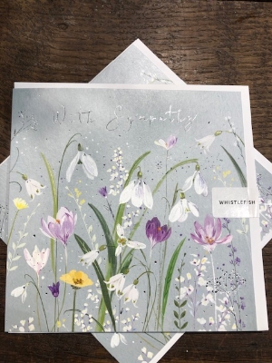 With sympathy card snowdrops