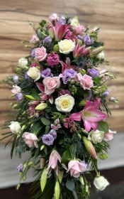 Rose, Lily and Eryngium Casket spray