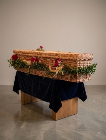 Wicker casket garland