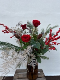 Red Rose & Berry Vase
