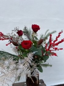 Red Rose & Berry Vase