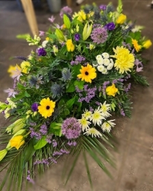 Purple, Yellow and White coffin spray