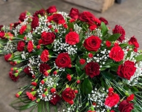 Red Rose and Carnation Coffin spray