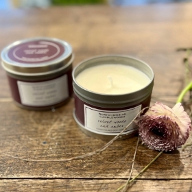 Velvet woods and amber scented candle