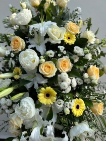 White and Yellow Casket Spray