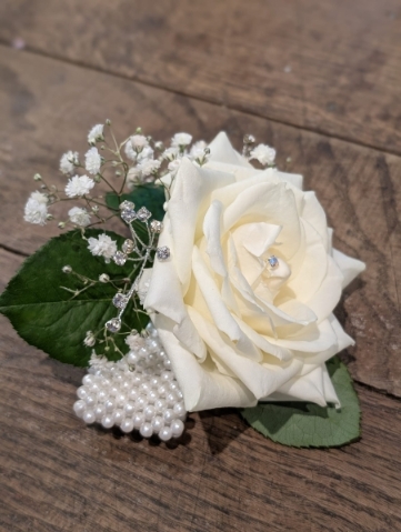 White rose corsage